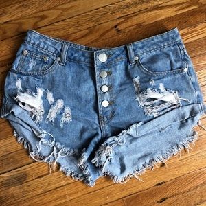 Distressed Denim Shorts